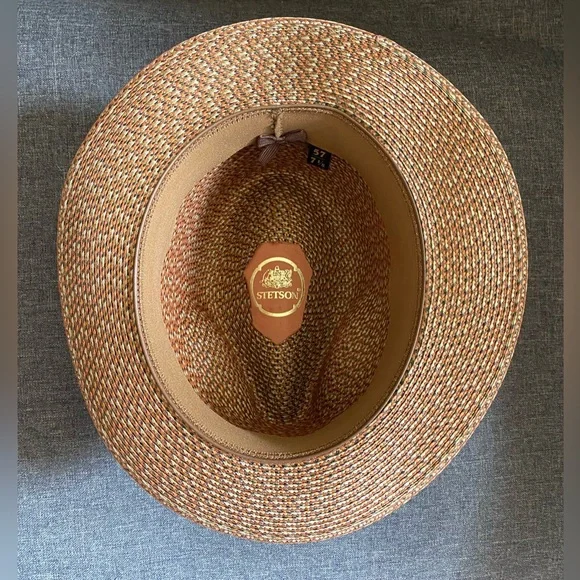 NWOT Stetson EMIN STRAW FEDORA Multicolor Woven Hat - Picture 5 of 11